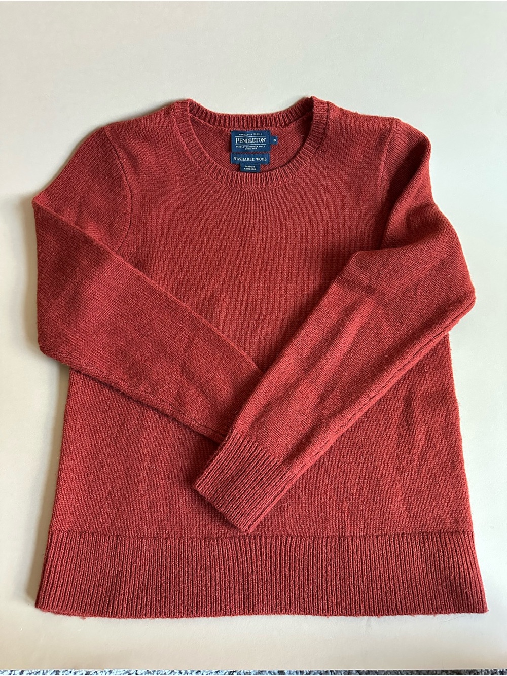 Pendleton Shetland Washable Wool Sweater In Burnt Orange Women’s Size Small
